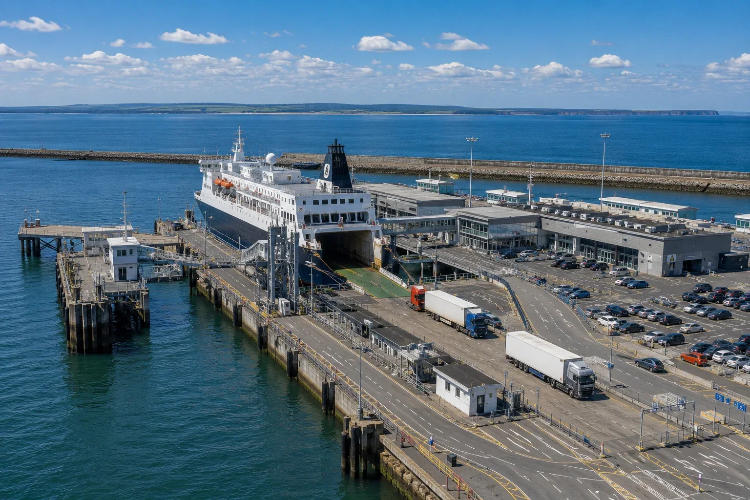 منظر جوي لميناء روسلير Europort على الساحل الجنوبي الشرقي إلى إيرلندا