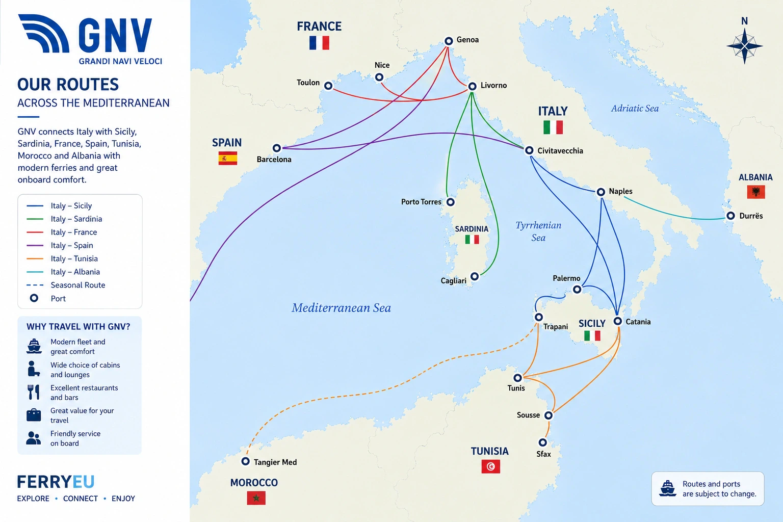 خريطة طريق Grandi Navi Veloci (GNV)
