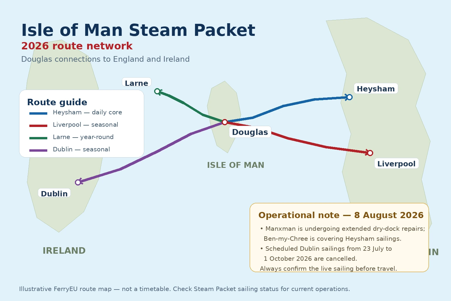 خريطة طريق Isle of Man Steam Packet Company